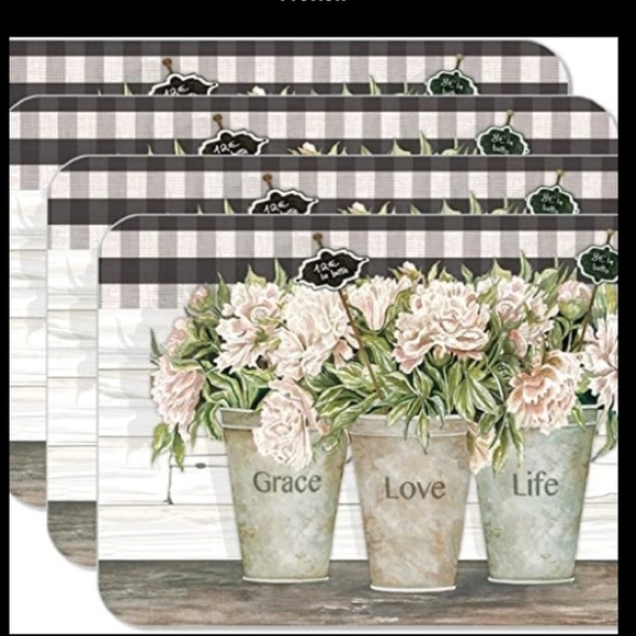 CounterArt Vintage Farmhouse Placemats Reversible Rectangular Placemat S… - Picture 10 of 15